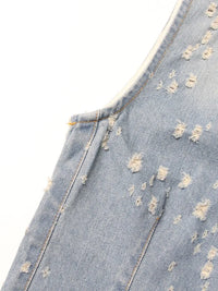 Distressed Denim A-Line Dress - Festigal