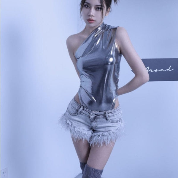 Overwashed Denim Feathery Shorts - Festigal
