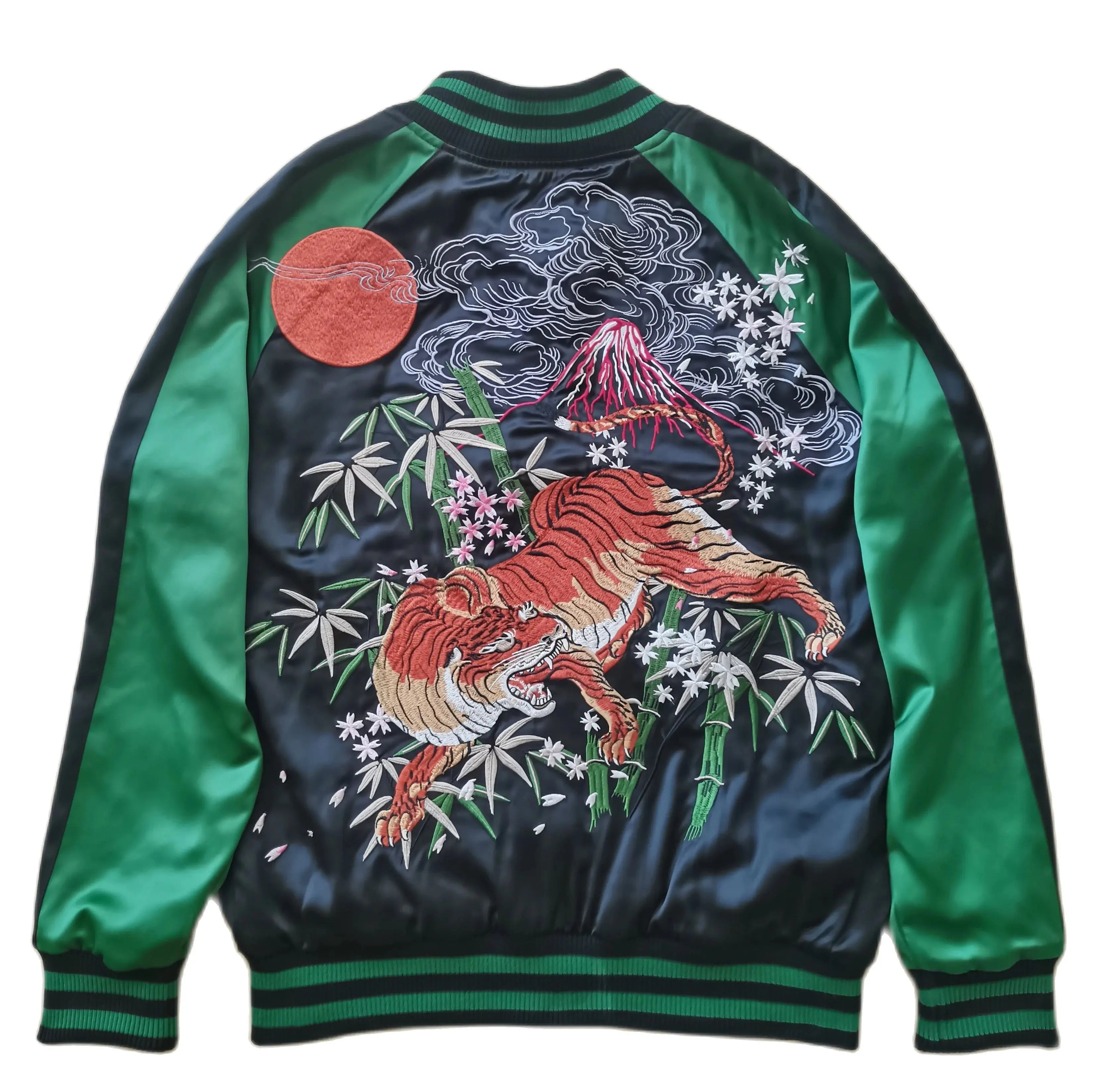 Men's Satin Embroidered Tiger Bomber Jacket - Festigal