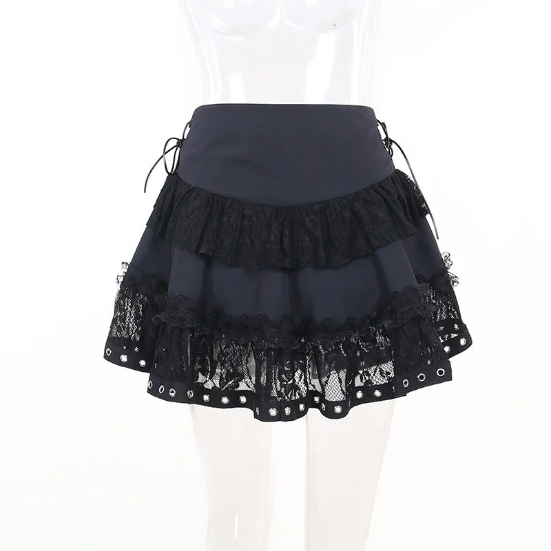 Goth Punk High Waist Zipper Mini Skirt - Festigal