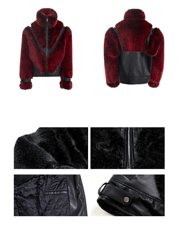Men's Faux Fur Patchwork Coat - Festigal