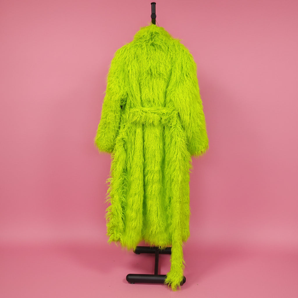 Shaggy Long Waist Tie Coat