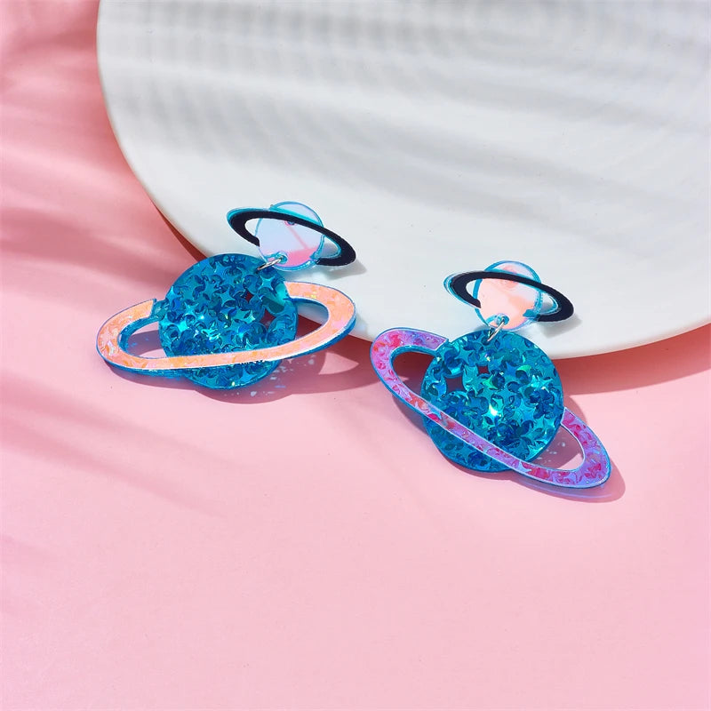 Holographic Saturn Earrings - Festigal