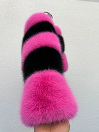 Cropped Striped Faux Fur Coat - Festigal