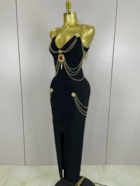 Brooch Chain Maxi Dress - Festigal