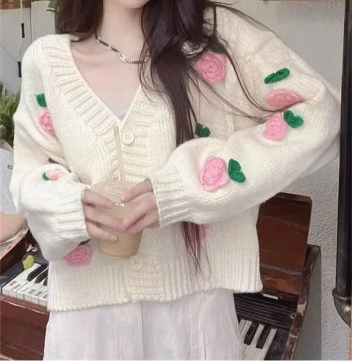 3D Flower Knit Cardigan - Festigal