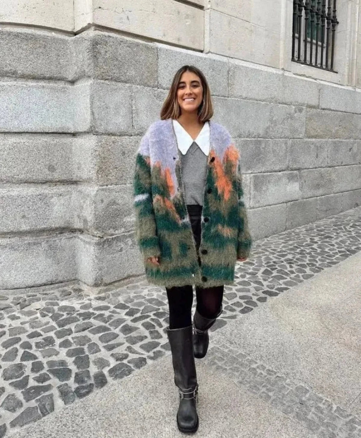 Landscape Abstract Fluffy Cardigan - Festigal