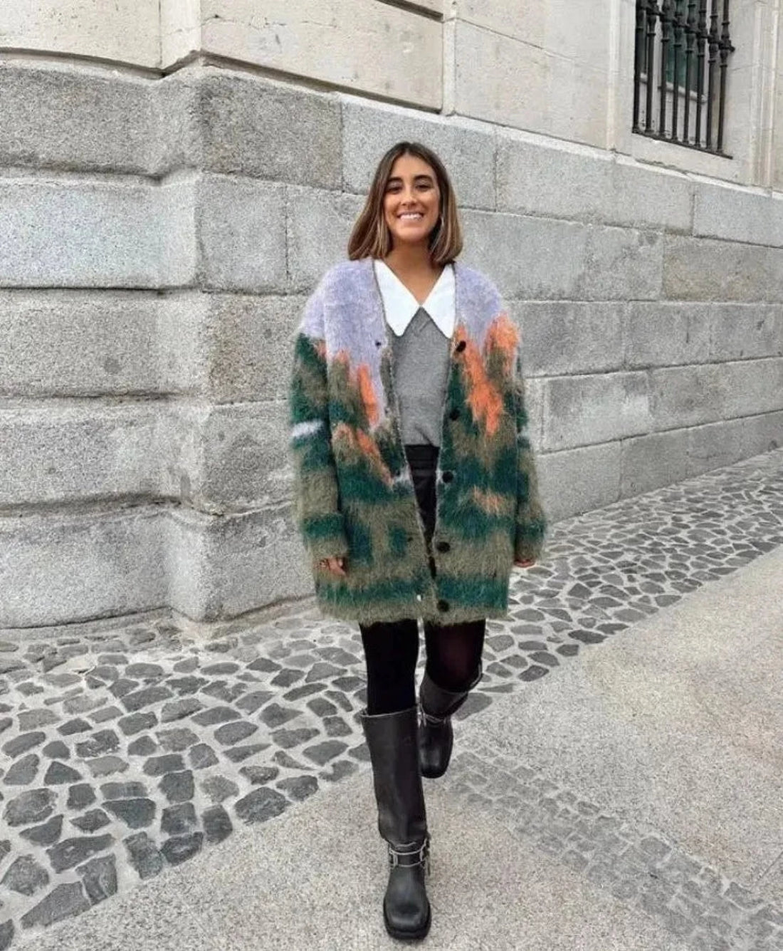 Landscape Abstract Fluffy Cardigan - Festigal