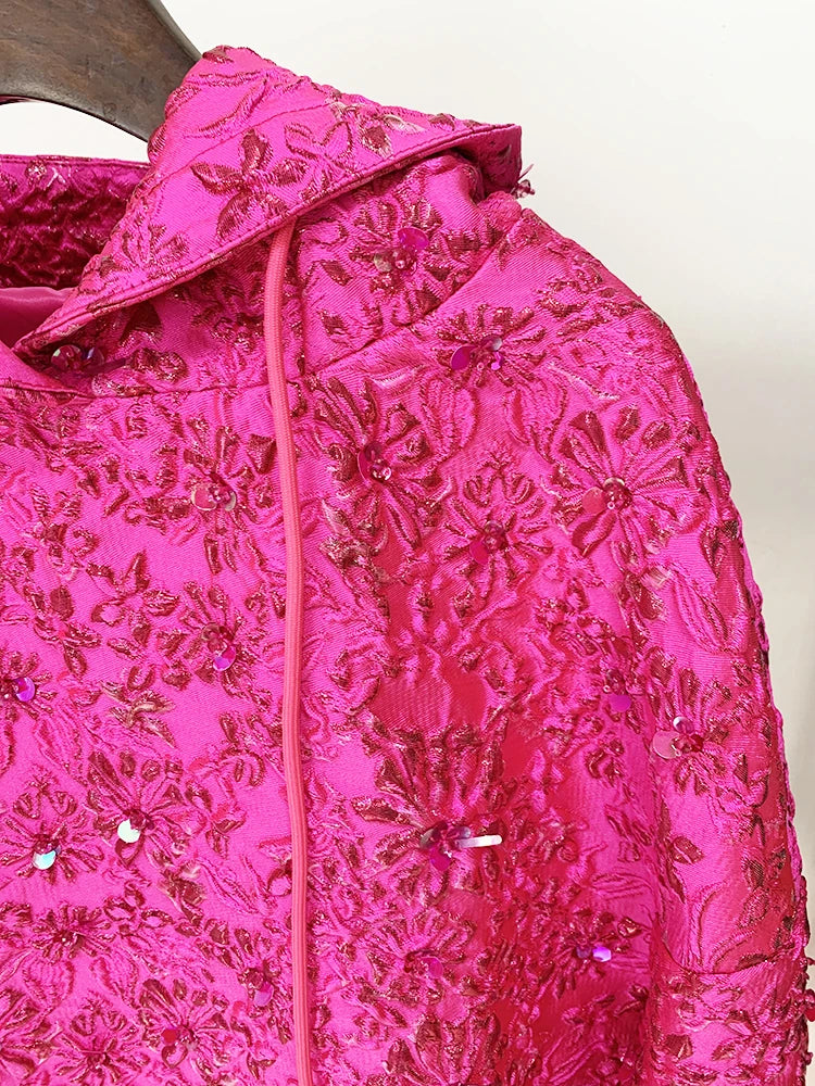 Pink Beaded Floral Hoodie - Festigal
