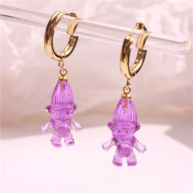 Troll Doll Hoop Earrings