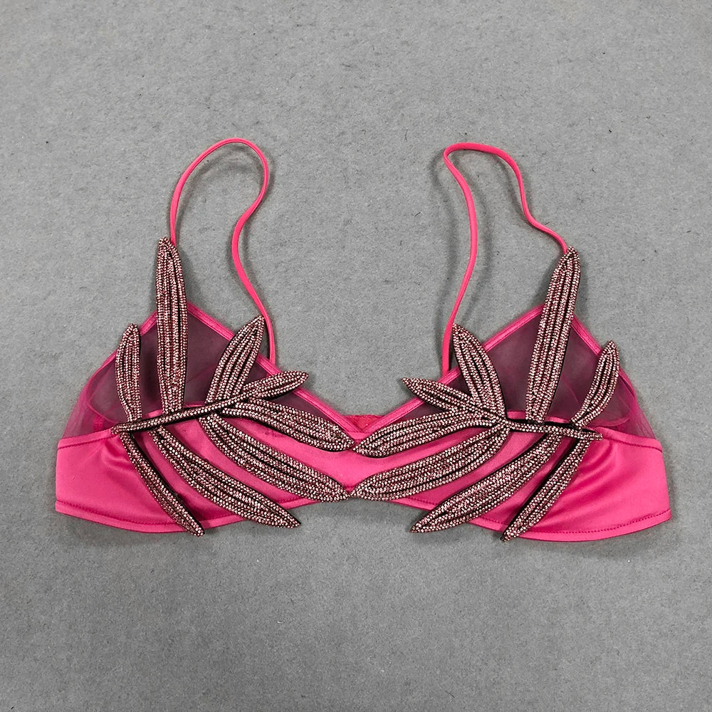 Leaf Rhinestone Bra - Festigal