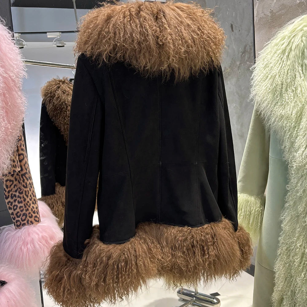 Suede Mongolian Fur Jacket