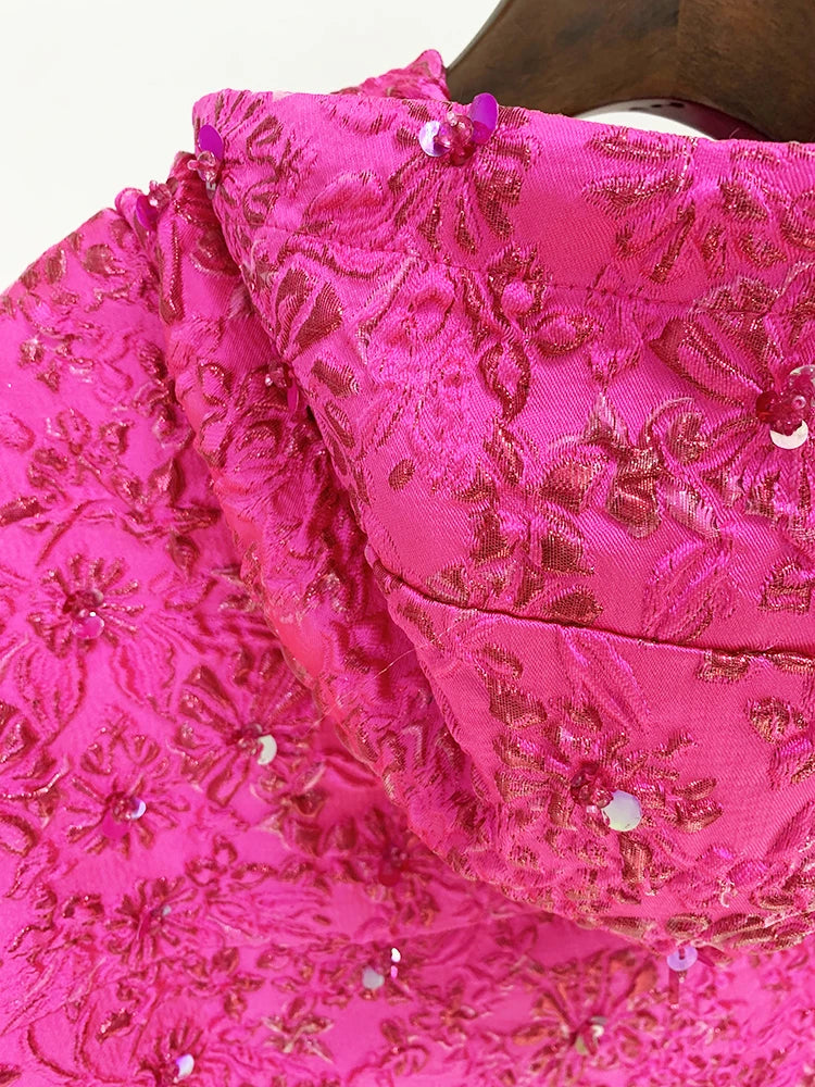 Pink Beaded Floral Hoodie - Festigal