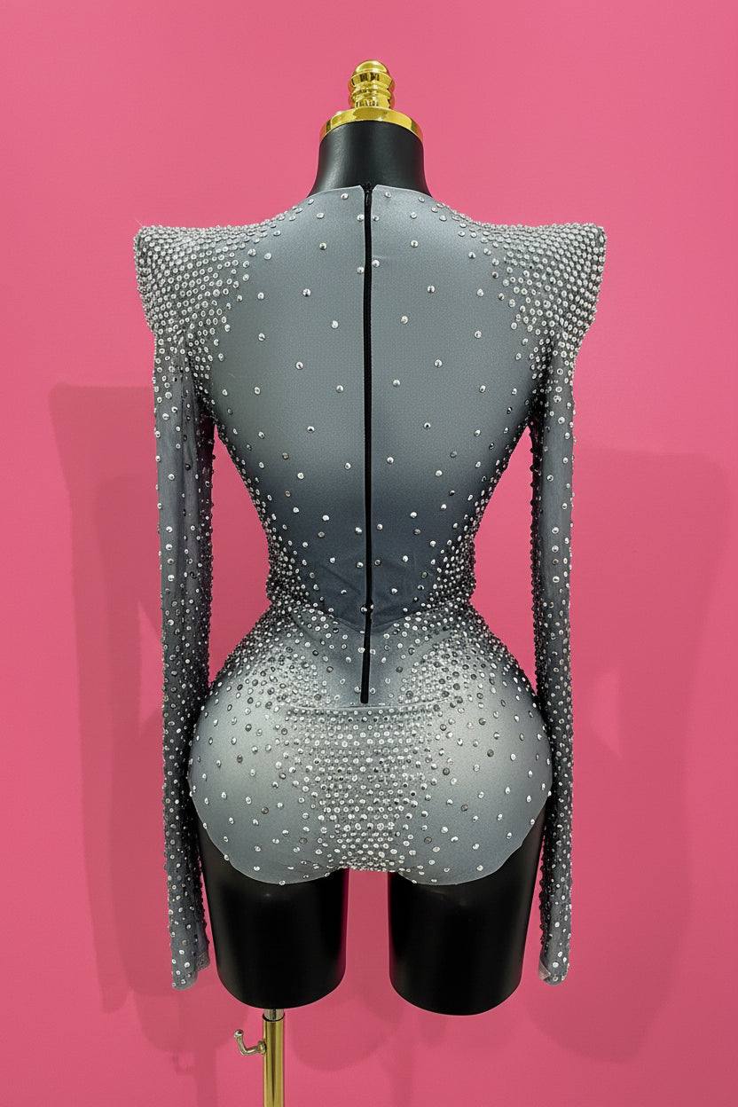 Rhinestone Long Sleeved Bodysuit