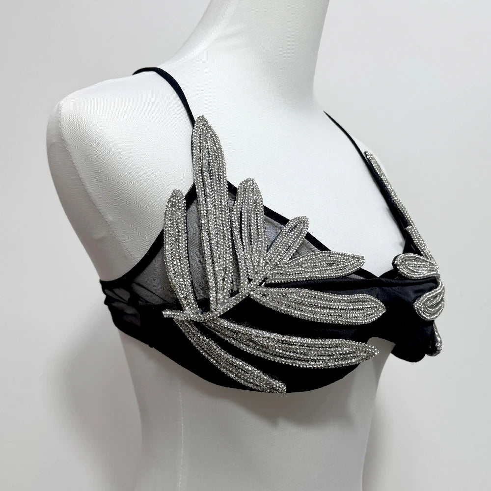 Leaf Rhinestone Bra - Festigal