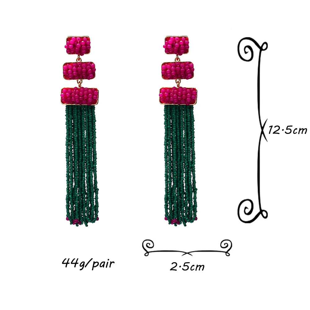 Boho Beaded Tassel Earrings - Festigal