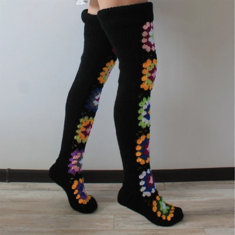 Granny Square Thigh High Socks - Festigal