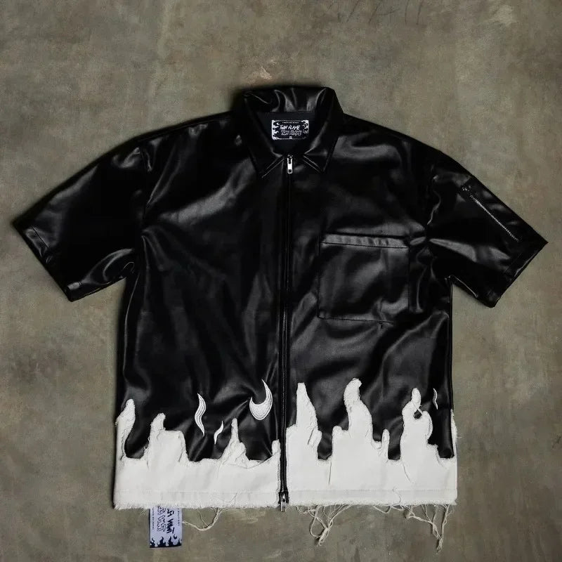 Faux Leather Flame Shirt - Festigal