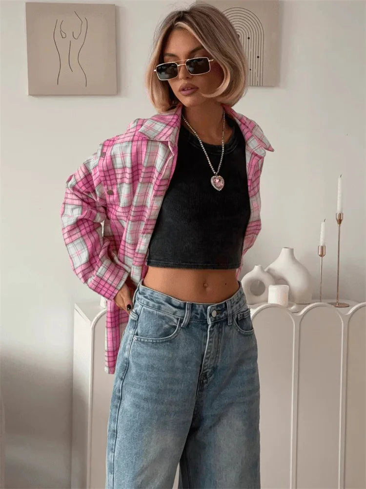 Pink & White Plaid Shirt - Festigal