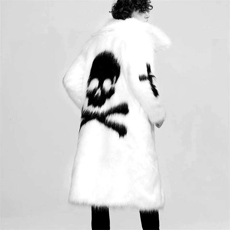 Men's Faux Fur Skull & Crossbones Jacket