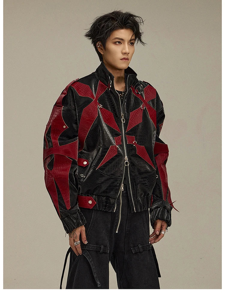 Mens Crocodile Faux Leather Jacket