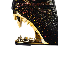 Sparkly Skull Toothed Heel Boots - Festigal