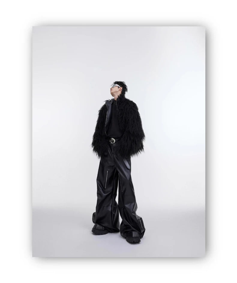 Men's Shaggy Faux Fur Jacket - Festigal