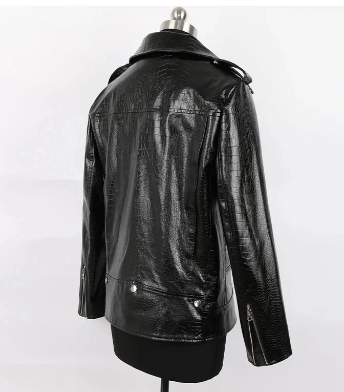 Men's Faux Crocodile Leather Jacket - Festigal