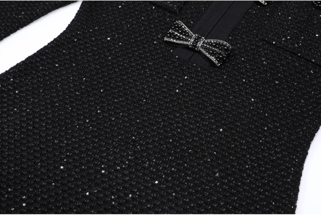 Long Sleeved Bow A-Line Dress