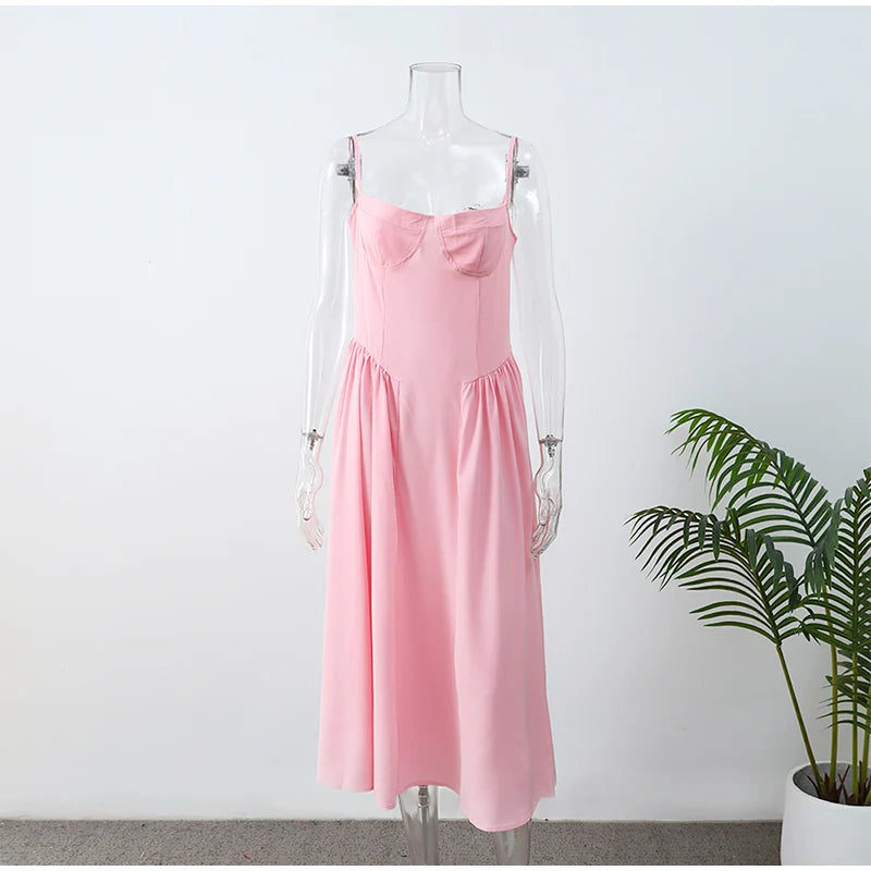 Bustier Pleated Midi Dress - Festigal