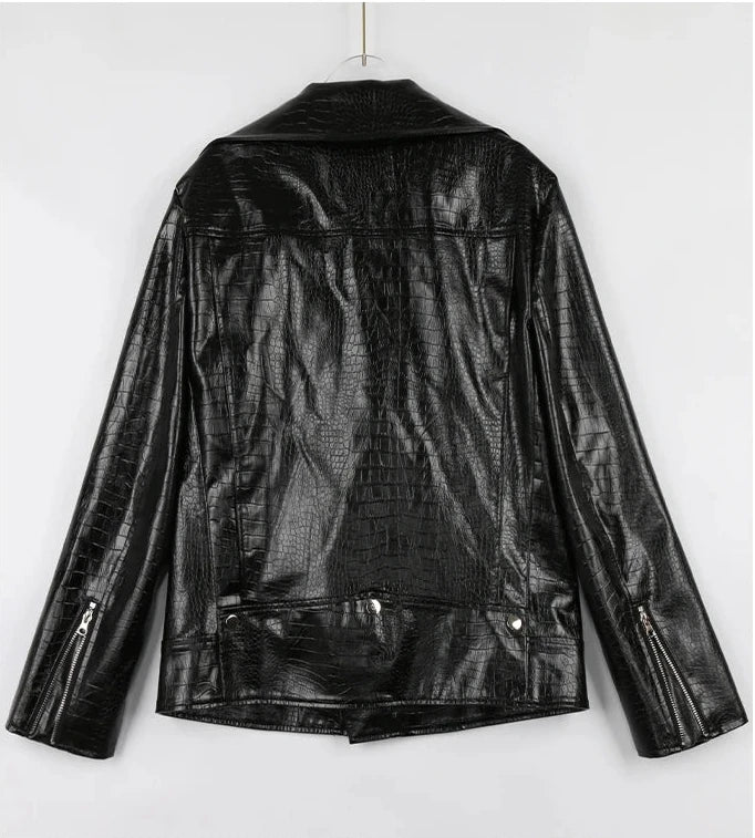 Men's Faux Crocodile Leather Jacket - Festigal