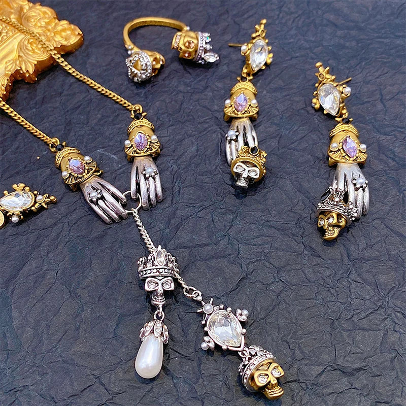 Hand & Skull Drop Necklace - Festigal