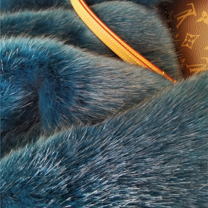 Azure Blue Faux Fur Coat - Festigal