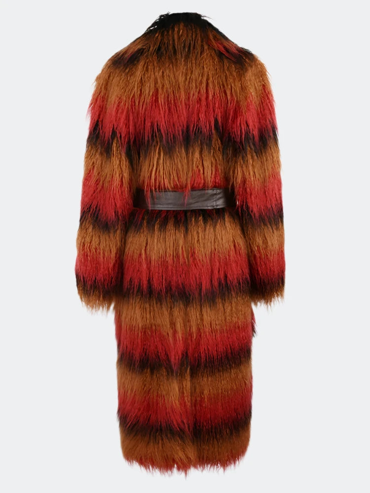 Oversized Faux Fur Trench Coat - Festigal