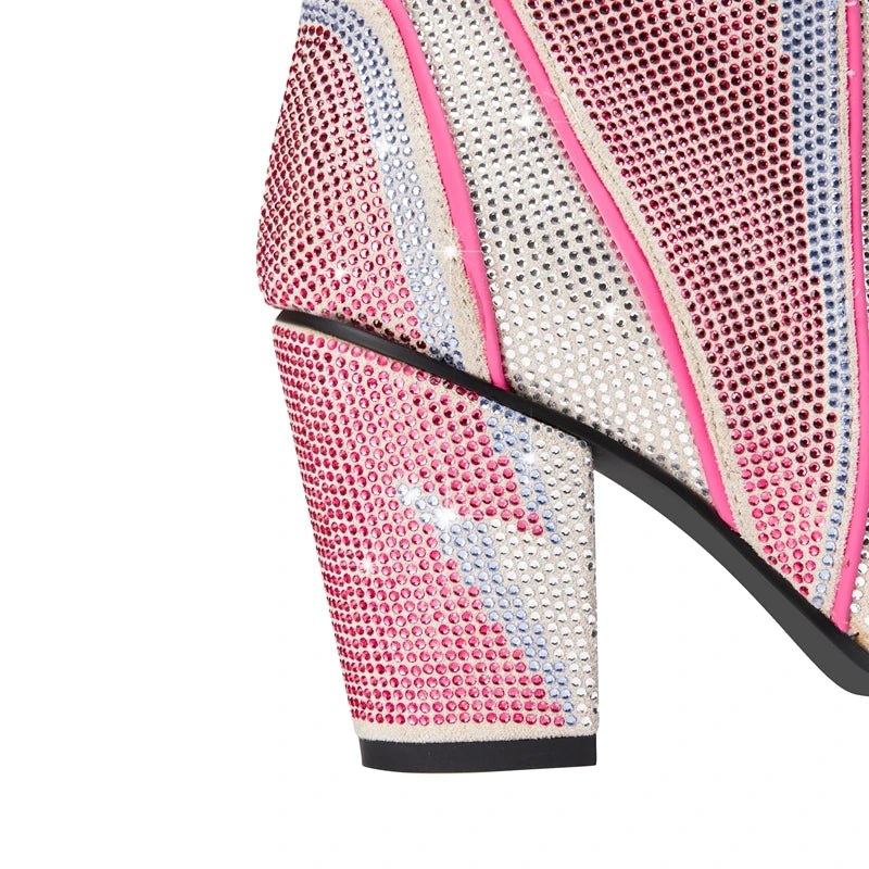 Pink Sequin Lightening Bolt Boots