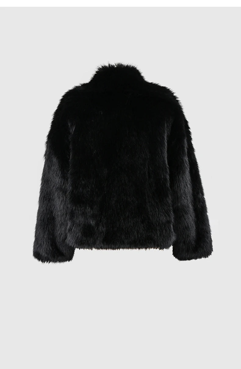 Faux Fur Oversized Collar Coat - Festigal
