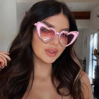 Heart Shaped Rhinestone Sunglasses - Festigal
