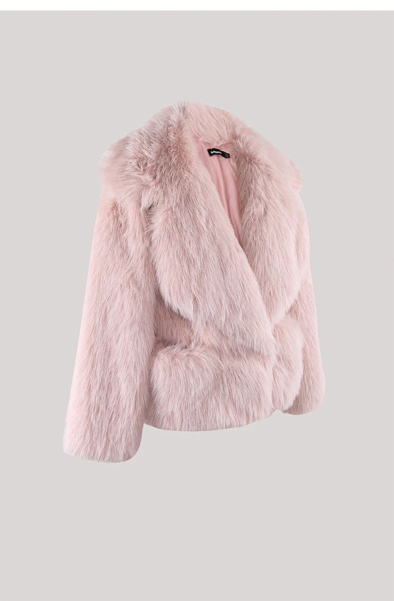 Faux Fur Oversized Collar Coat - Festigal