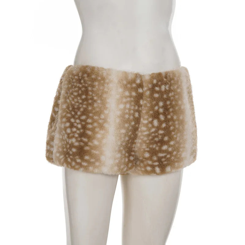 Deer Faux Fur Shorts