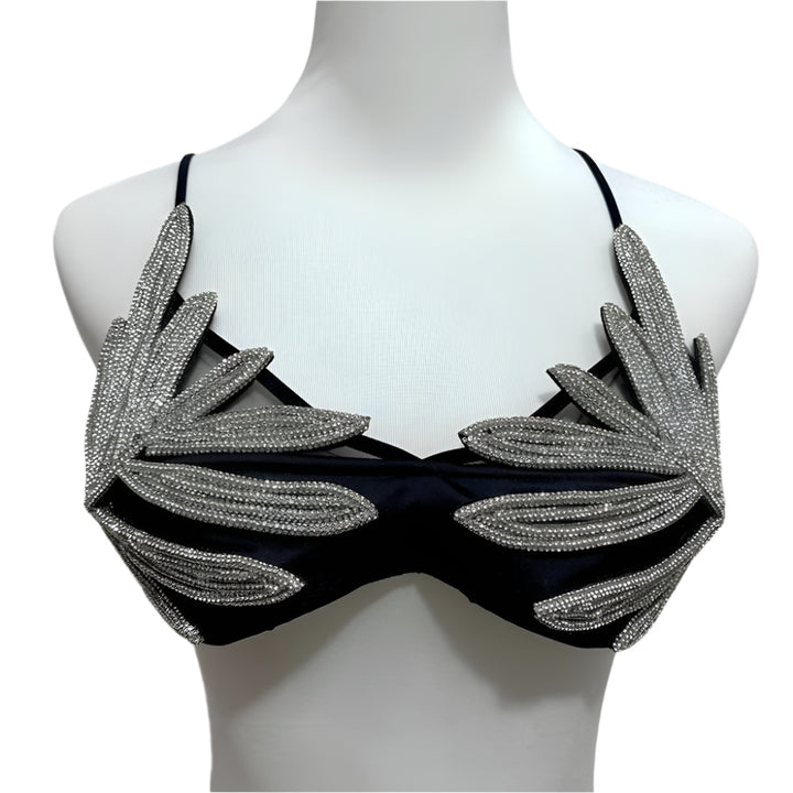 Leaf Rhinestone Bra - Festigal