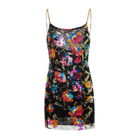 Backless Embellished Chain Strap Dress - Festigal