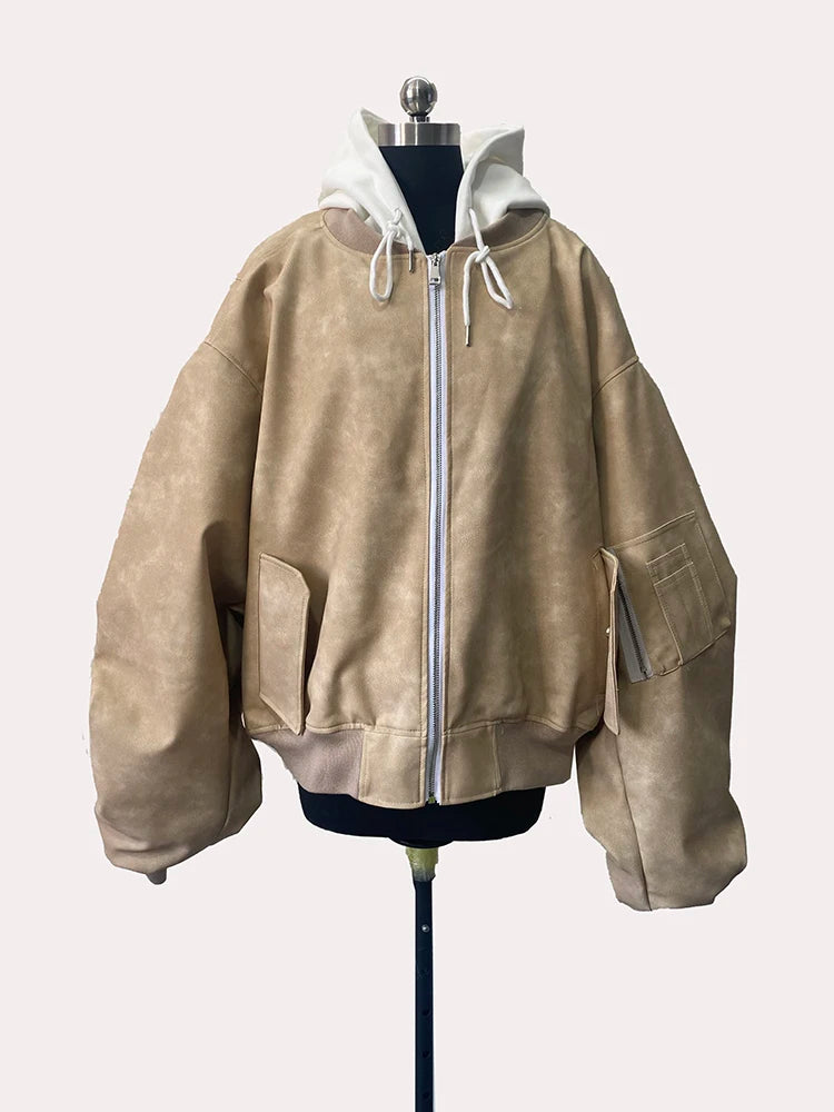 Men's Suede Hoodie Bomber Jacket - Festigal