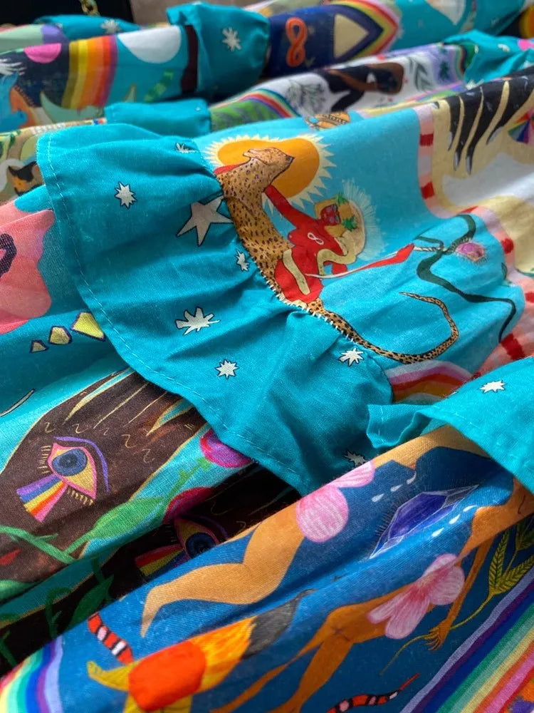 Psychedelic Abstract Ruffled Dress - Festigal