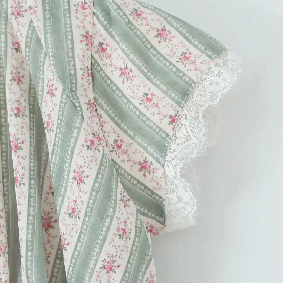 Floral Striped Bow Skater Dress