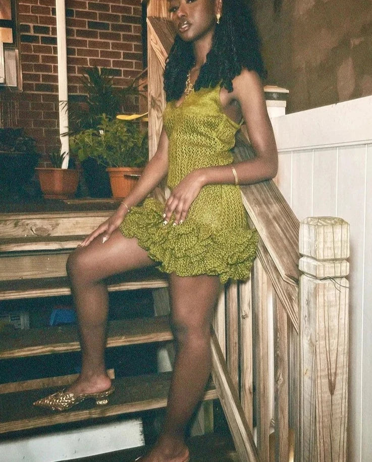 Knitted Ruffle Bodycon Dress - Festigal