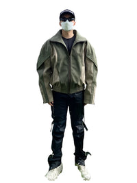 Mens Faux Leather Patchwork Jacket - Festigal