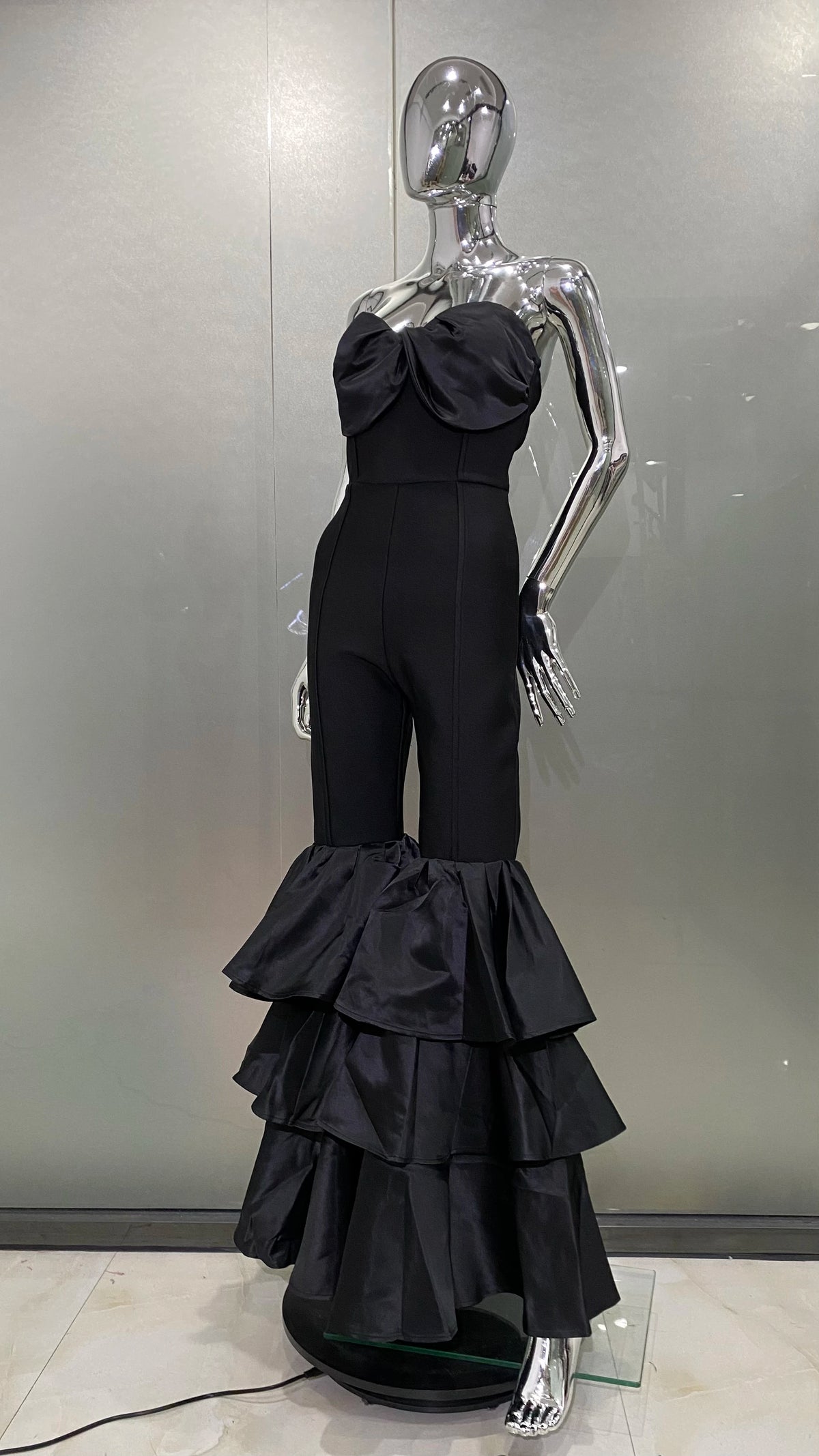 Strapless Ruffle Leg Jumpsuit