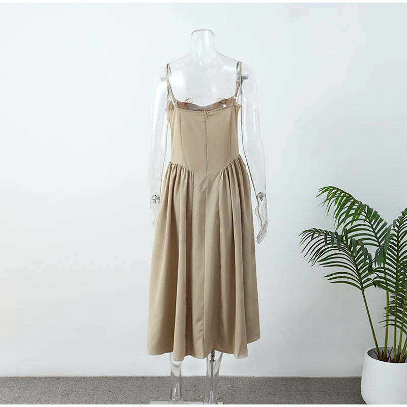 Bustier Pleated Midi Dress - Festigal