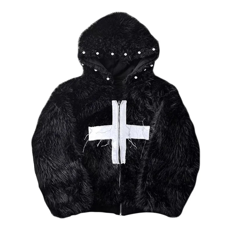 Mens Faux Fur Cross Jacket