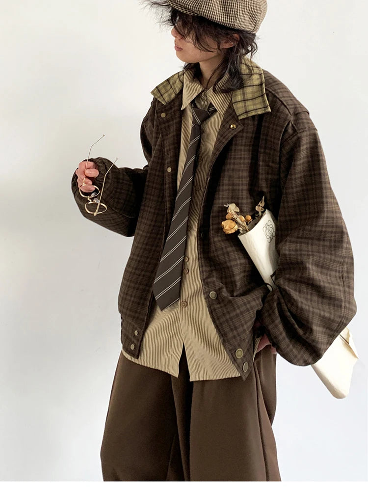 Men's Patchwork Plaid Jacket - Festigal